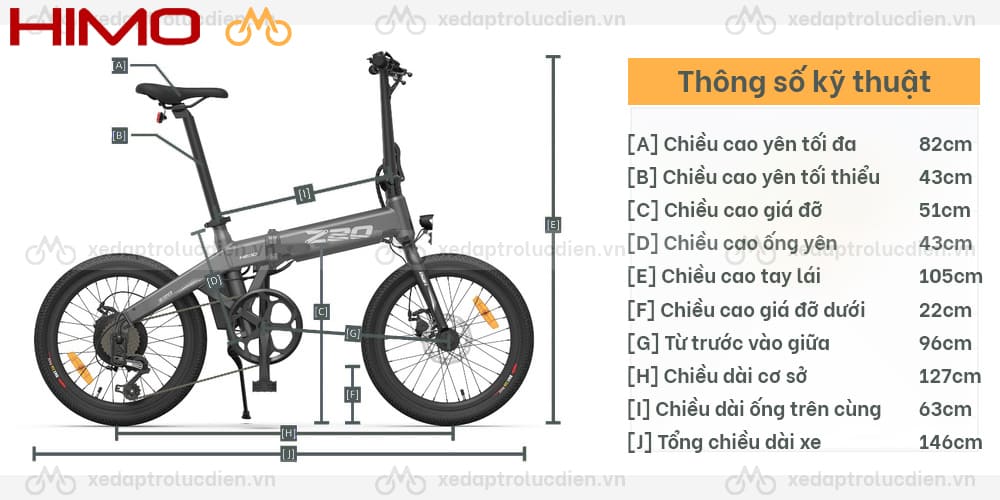 Thông số kỹ thuật xe đạp trợ lực Xiaomi Himo Z20 MAX 
